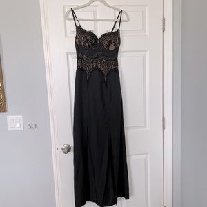 Lace black maxi dress